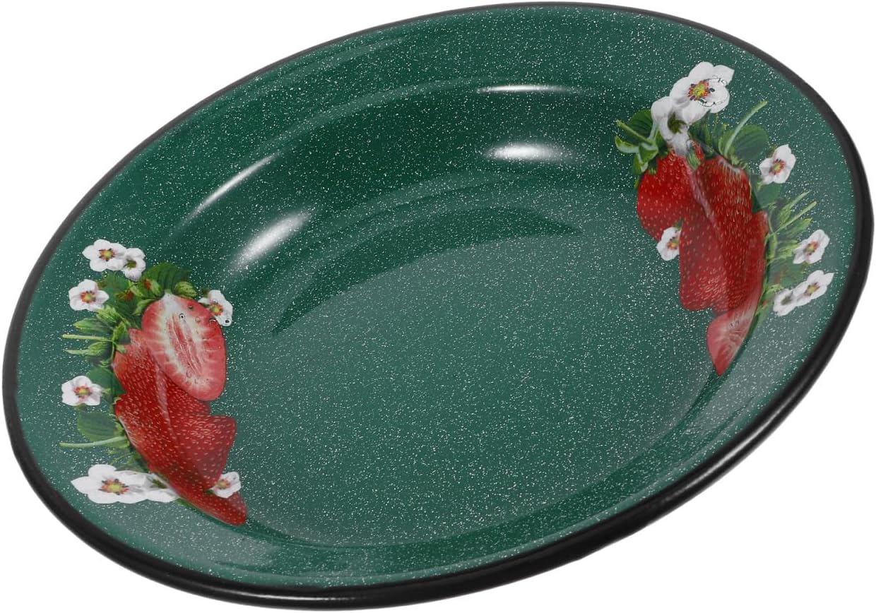 Amosfun Enamel Bowl 8.66 Inch Vintage Soup Bowl for Noodles Salad Serving Food Storage Basin Retro Enamelware for Kitchen Home Use