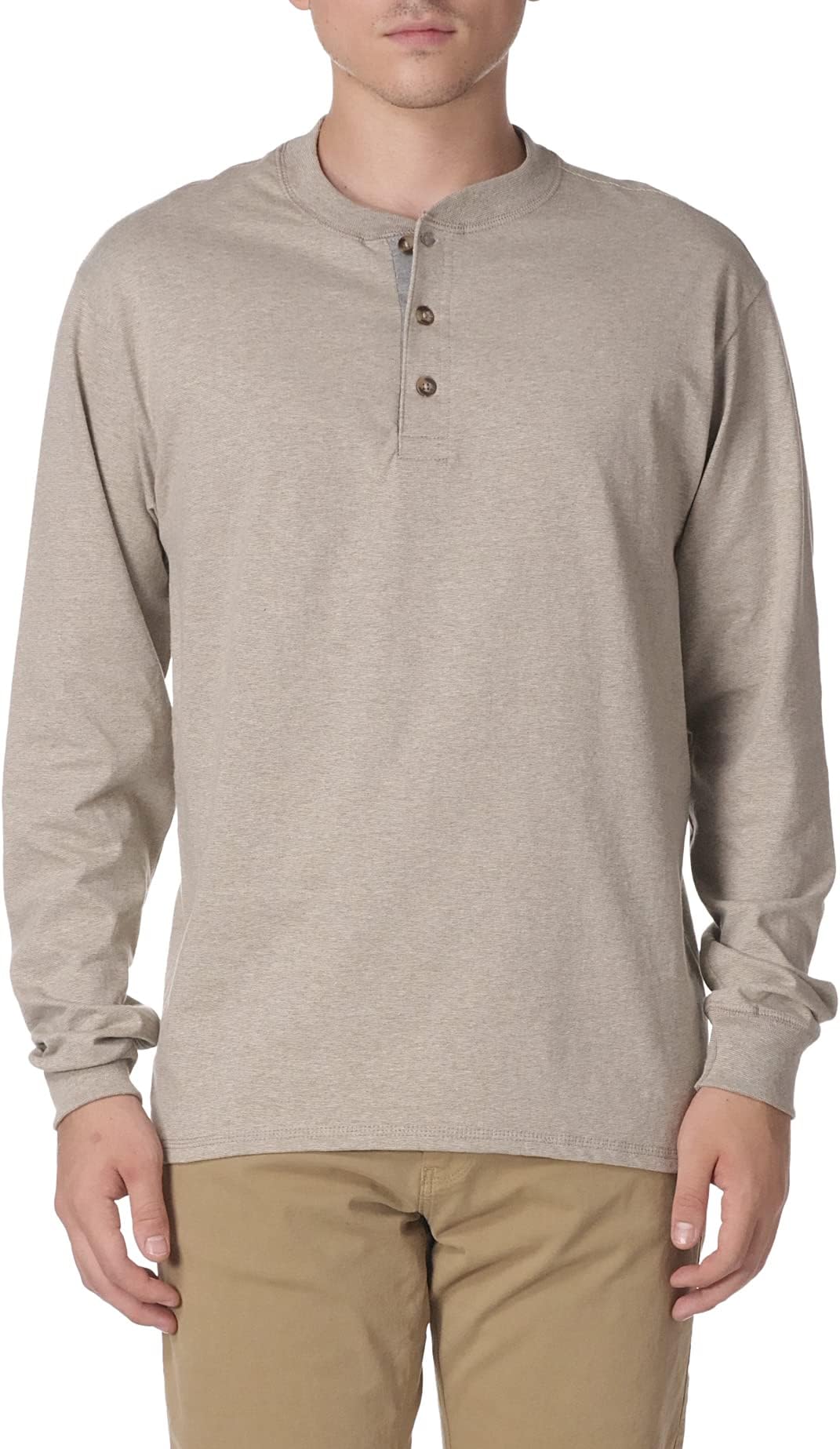 HanesMen's T-Shirts, Men's BeefyT Henley Shirts, Men's Cotton Long Sleeve Shirts