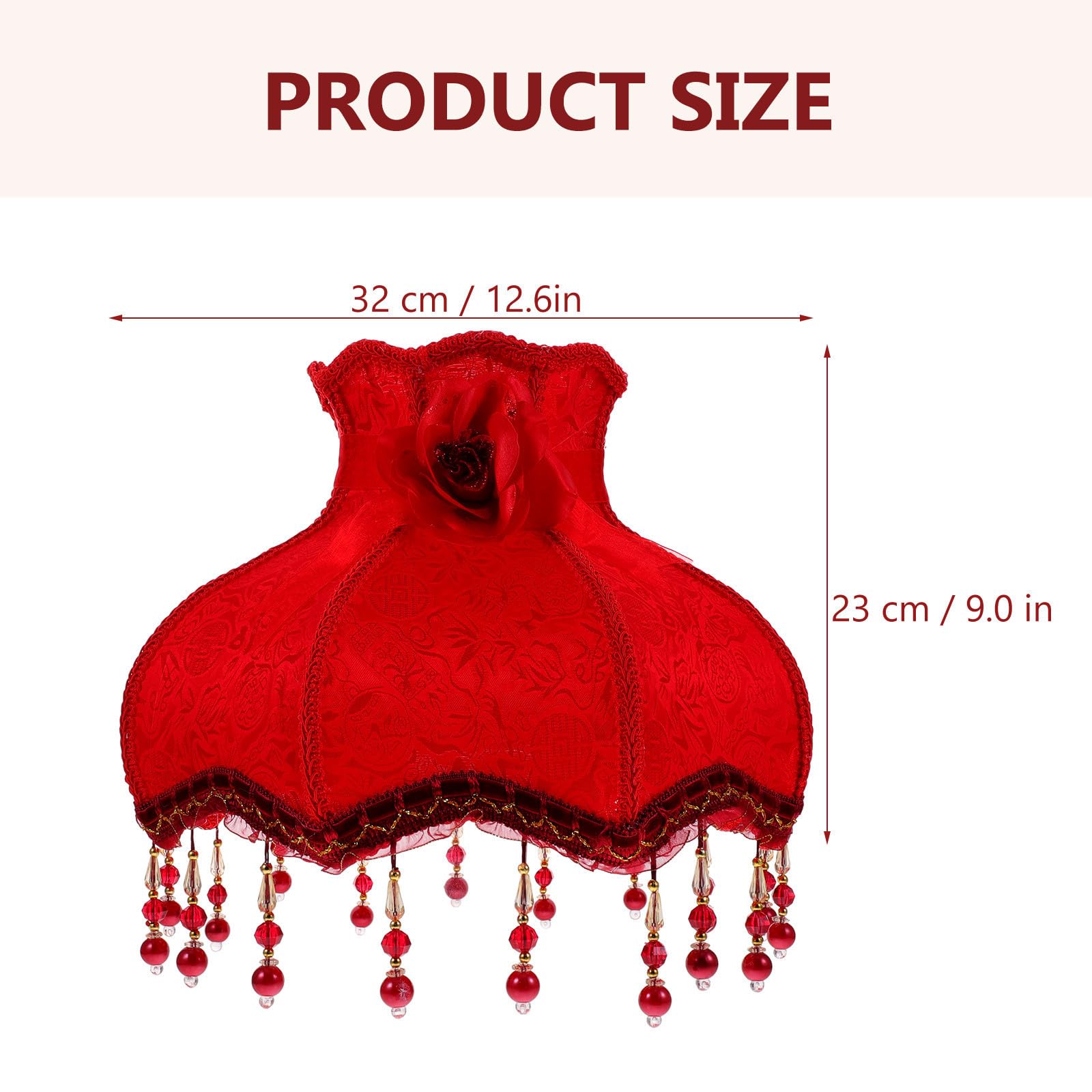 Roter Europäischer Vintage Lampenschirm mit Quasten für Schreibtischlampe