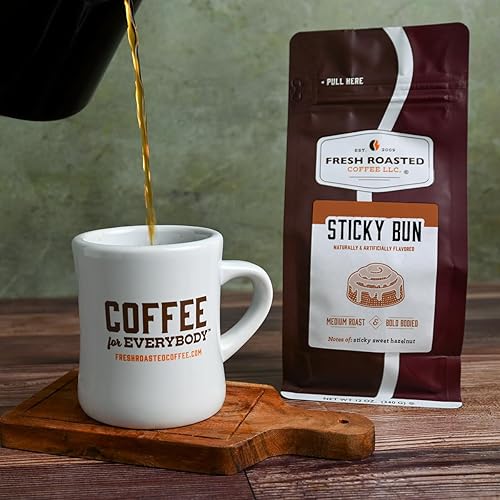 Miniatura 4 de Fresh Roasted Coffee, Café pegajoso con sabor a bollo de avellana, 12 onzas, tostado medio, Kosher, grano entero