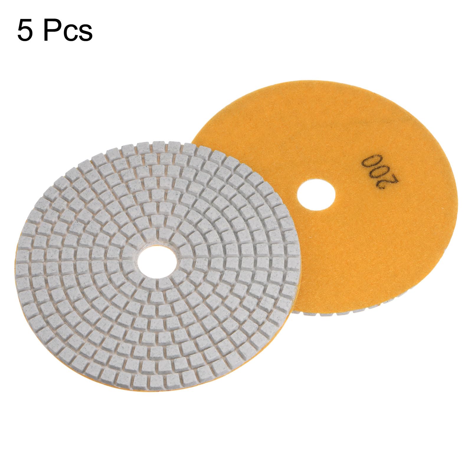 HARFINGTON 5 almohadillas de pulido de diamante de 5 pulgadas, grano 200, almohadilla de pulido húmedo/seco para piedra, hormigón, mármol, encimera, cuarzo, para pulidora amoladora