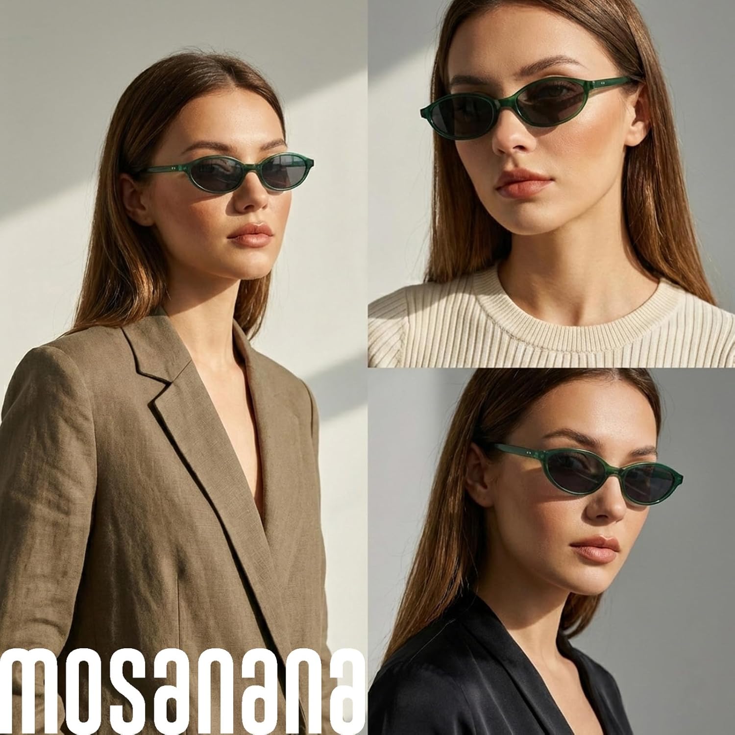mosanana Retro Oval Sunglasses for Women Trendy Cat Eye Y2K 90s Sunnies MS52587 - Image 4