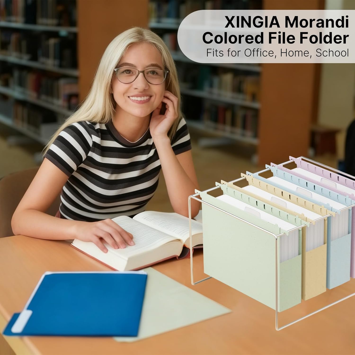 XINGIA Letter Size Hanging File Folders,Heavy Duty 2'' Expansion Filing Cabinet Folders with Tabs,12 Pack Pastel Plastic Hanging File Folders,Wheat Straw Hanging File Organizer for Office School