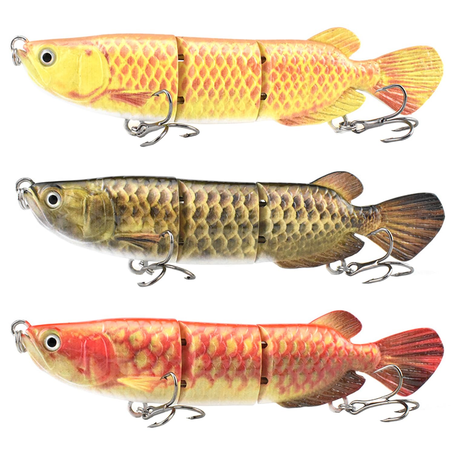 HADORAM Lure Slow Sinking Glide Bait with Fur Tail Lifelike Fishing Tackle for Trout Shad Bass Musky (5.4in-3Pcs-Arowana)