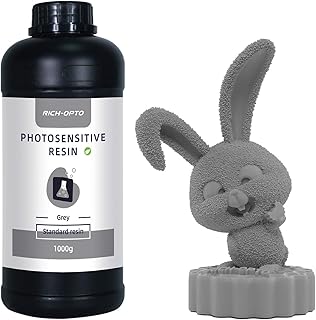 Rich-OPTO 3D Printer Resin UV-Curing 405nm Rapid High Precision Quick Curing Standard Photopolymer Resolution Low Odor for LCD 3D Printing Liquid Grey 1000g