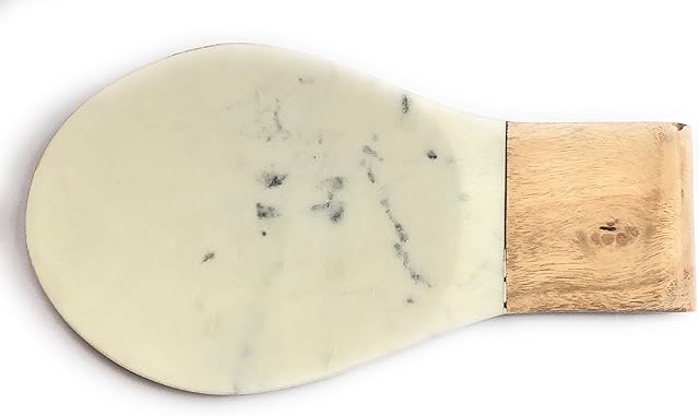 White Marble and Wood Spoon Rest - Utensil Ladle Rest - Spoon Fork Holder