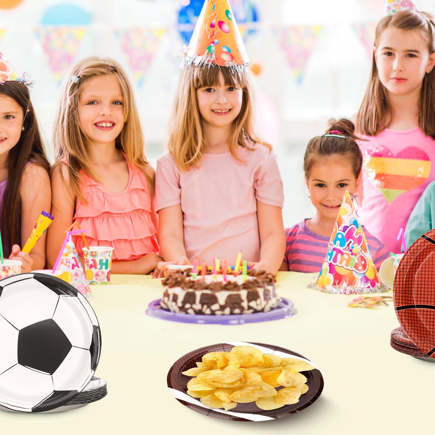 80-Pack Basketball Birthday Cake Plates - 7 Inch Disposable Paper Plates For Sports Theme Party - View #7