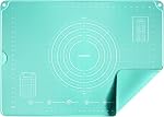 Liquid Dough Rolling Baking Mat: U-Taste 16"x20" Food-Grade Non-Slip Pastry Silicone Sheet, Non Slip for Kneading, Making Pizza, Fondant, Pie Crust with Clear Measurement and Raised Edges (Aqua Sky)