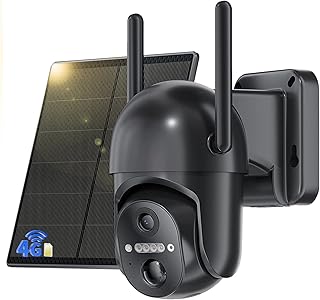 4G LTE Überwachungskamera Aussen Akku mit SIM Karte, 2K Kabellos Solar PTZ IP Kamera Outdoor Ohne WLAN, Farb-Nachtsicht, 355°/100° Schwenkbar, PIR Erkennung, 2-Wege-Audio, IP66 Wasserdicht