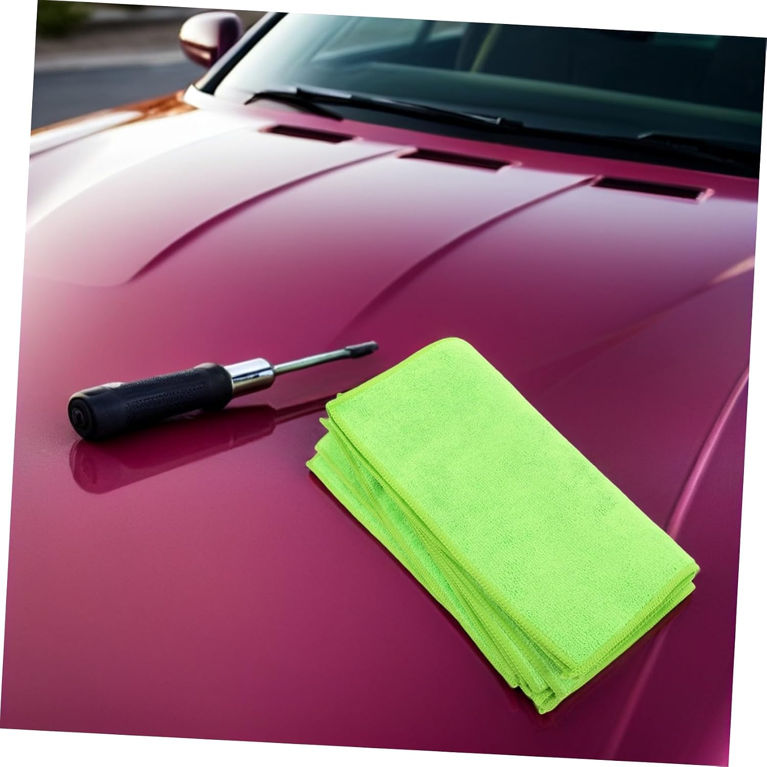 10pcs Green 30x30cm Microfiber Car Detailing Cloths Reusable Automotive Polishing Towels for Interior and Exterior Auto Wash Cleaning