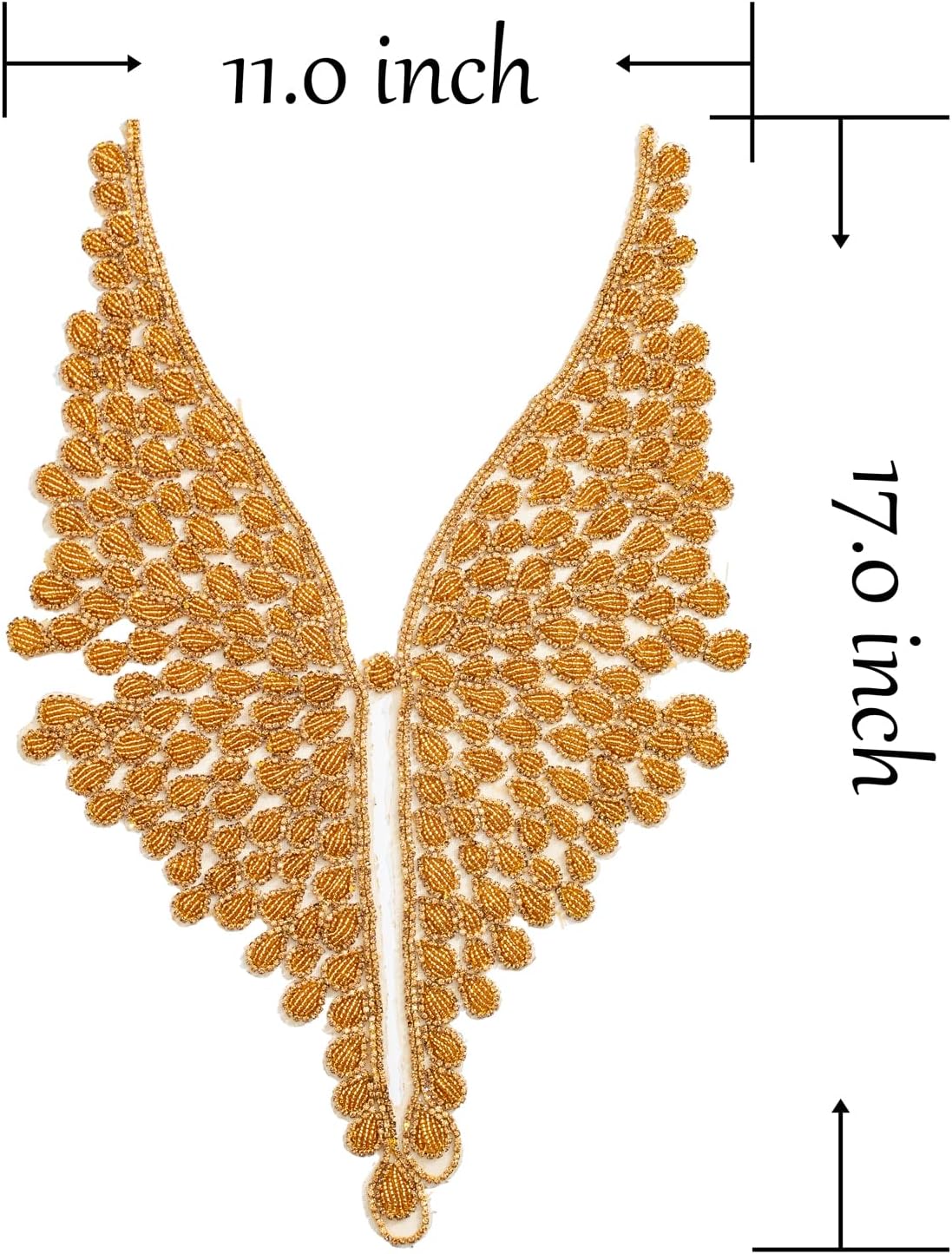 Handmade DIY Rhinestones Wings Applique Embellishments,Sewing Sequin Glass Beads Stones Crystal Trim Patches for Bodice,Jacket,Dress,Clothing Accessories Decoration (Gold)