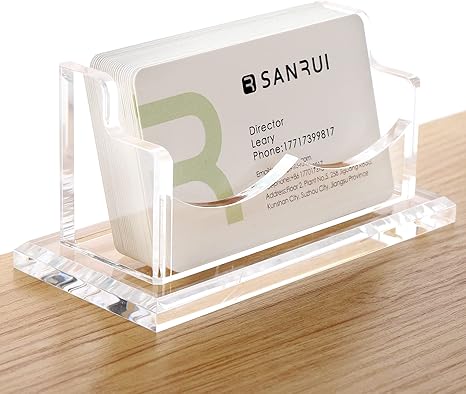 YUXUN Business Card Holder Display For Desk, Clear Iceland
