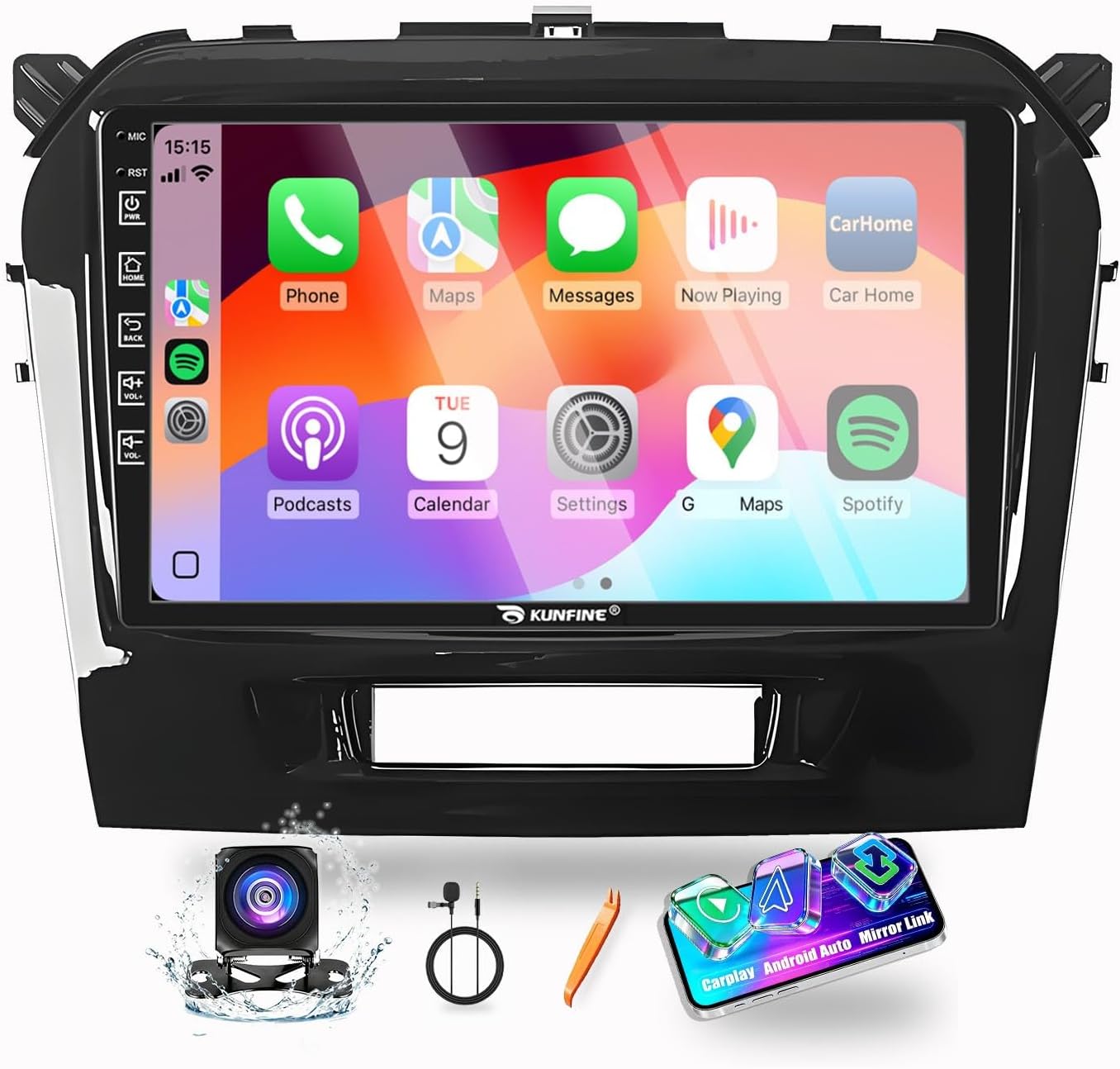 for Suzuki Vitara 2015-2024 Car CarPlay Android Auto Navigation Stereo GPS Radio Reverse Camera Display 9" IPS Touchscreen Headunit Tablet Pad Media Player, if Applicable Quad Core 2G+64G
