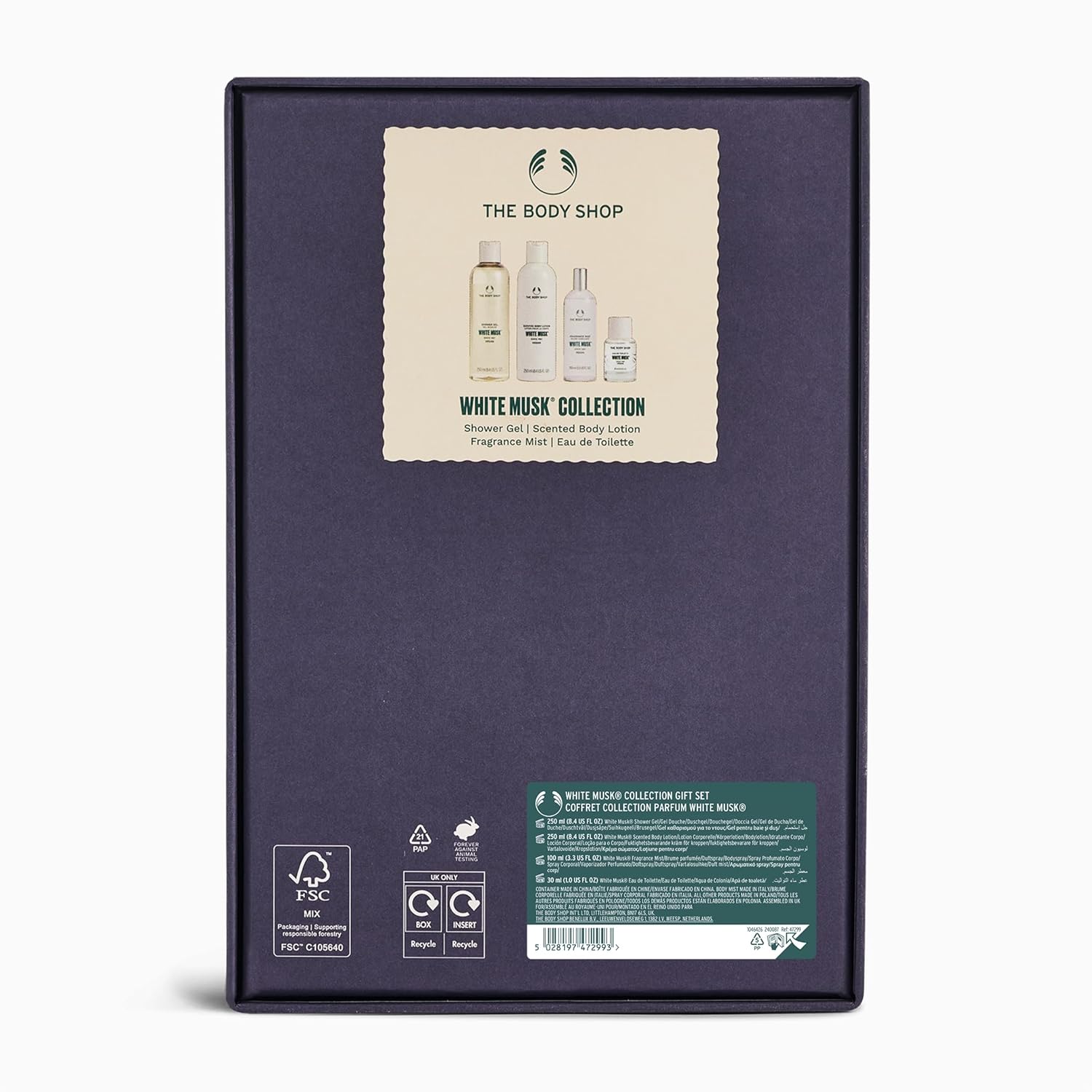 The Body Shop White Musk Collection Gift Set - 4 Piece Gift Set, Shower Gel, Scented Body Lotion, Fragrance Mist, Eau de Toilette, Vegan