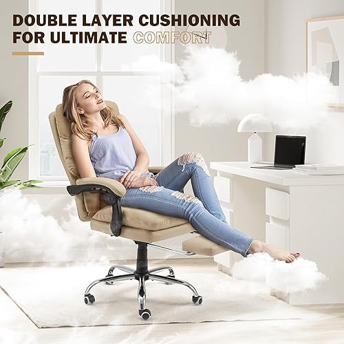 Miniatura 4 de HOMREST Silla de oficina ergonómica con masaje de 6 puntos y calefacción, silla de escritorio ejecutiva ajustable con reposapiés retráctil, silla de