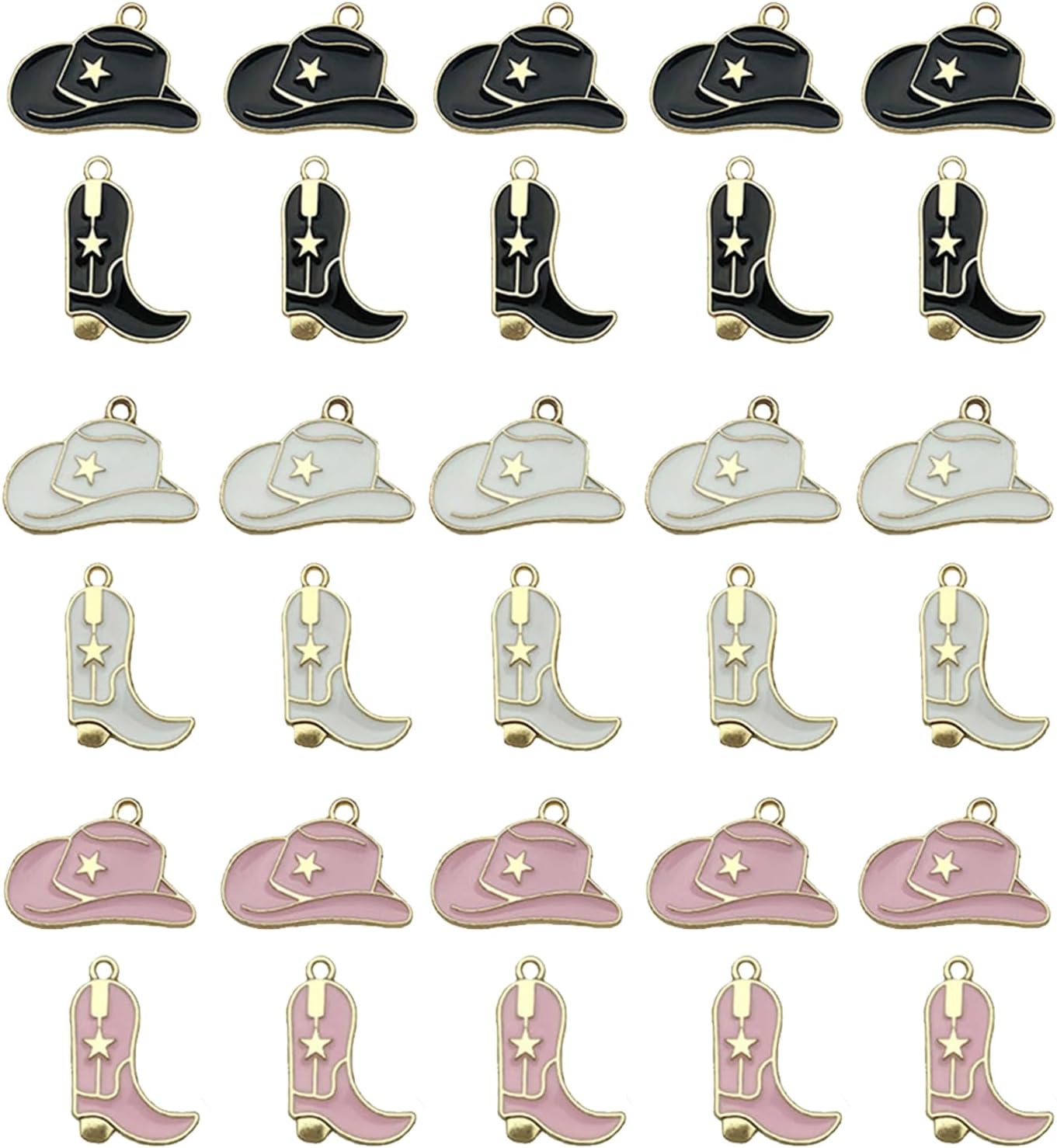 30Pcs Western Charms for Jewelry Making,Cowboy Boot Hat Horse Cactus Charms Pendants for Necklace Earrings Bracelet Keychain Gifts DIY Craft Findings