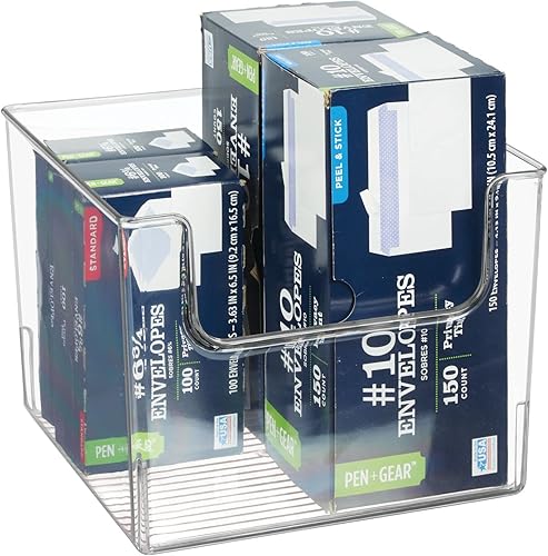 Miniatura 5 de mDesign Ligne Collection - Cesta organizadora de plástico moderna para almacenamiento de inmersión con frente abierto para organización de oficina