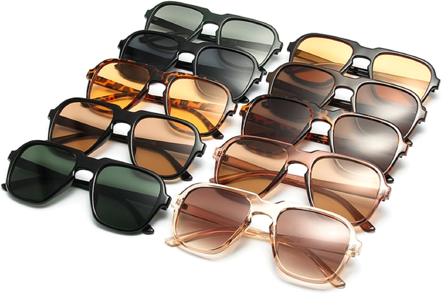 Square Women Retro Pilot Sunglasses Clear Ocean Gradient Lens Shades UV400 Men Fashion Trending Leopard Champagne Sun Glasses (black&brown), X - Image 3