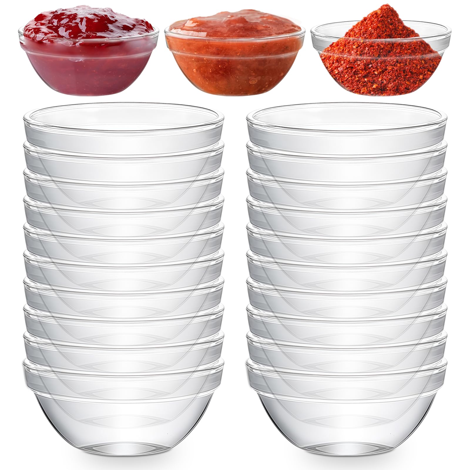 Lot De 10 Mini Bols En Verre - 80ml, Ø 7.5cm - Pour Sauces, Dips, épices, Confiture - Verre Trempé, Lavable