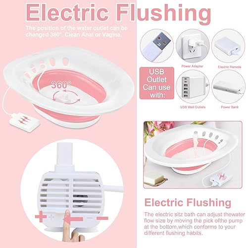 Vista 11 de Bañera eléctrica para hemorroides, baño de asiento para asiento de inodoro, baño de asiento para cuidado posparto, kit de baño para mujeres