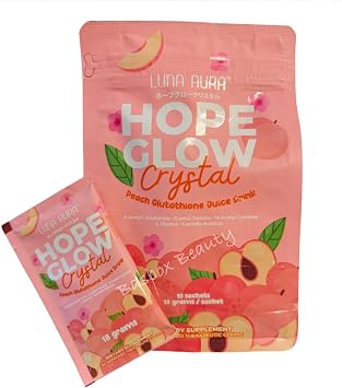 Luna Aura Hope Glow Crystal Peach Glutathione Juice Drink, 10 Sachets