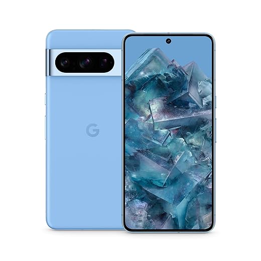 Google Pixel 8 Pro – Smartphone Android débloqué avec téléobjectif, 24 Heures d'autonomie et écran Super Actua– Bleu Azur, 128GB