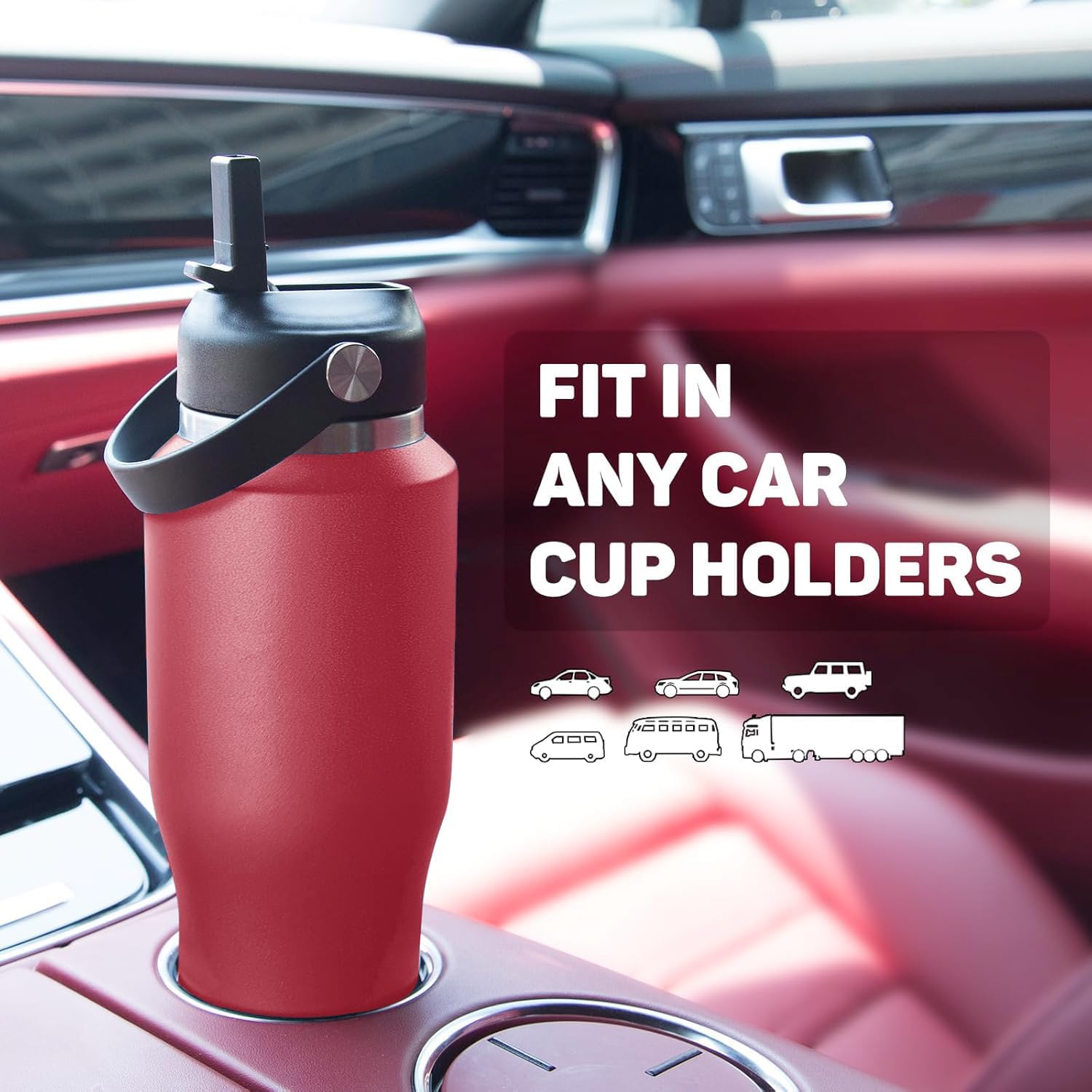 Insulated Water Bottle 40oz with Straw/Spout Lids, Stainless Steel Water Bottles Keep Cold 24h&Hot 12h, Metal Water Bottle with Straw that Fits in Cup Holder, Water Bottle Leak-proof,BPA Free - Image 2