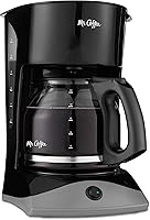 Mr. Coffee 12-Cup Drip Coffee Maker Black with Grab-A-Cup Auto Pause & Glass Carafe for Home Office