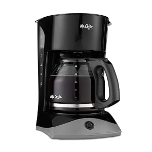 Mr Coffee Black Coffee Maker 12 Cups with Auto Pause and Glass Carafe Perfect for Home and Office