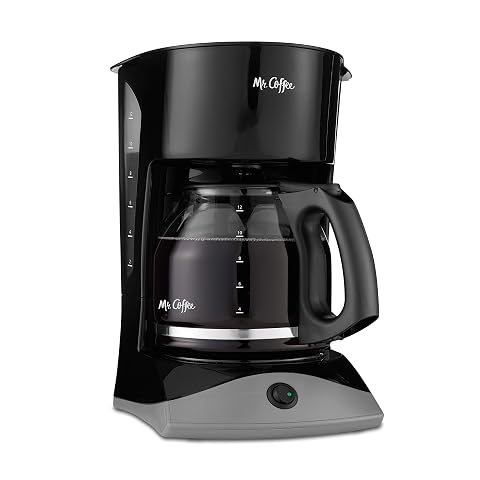 Mr Coffee Black Coffee Maker 12 Cups with Auto Pause and Glass Carafe Perfect for Home and Office