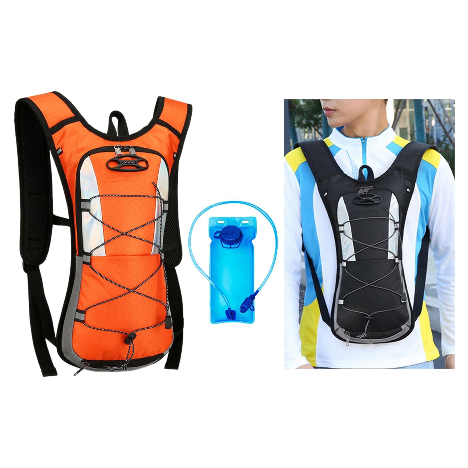 Zaino da Ciclismo con Sacca Idrica da 2 Litri, Zaino per attività All'aperto, Design Traspirante, Strisce Riflettenti per Festival, Trekking