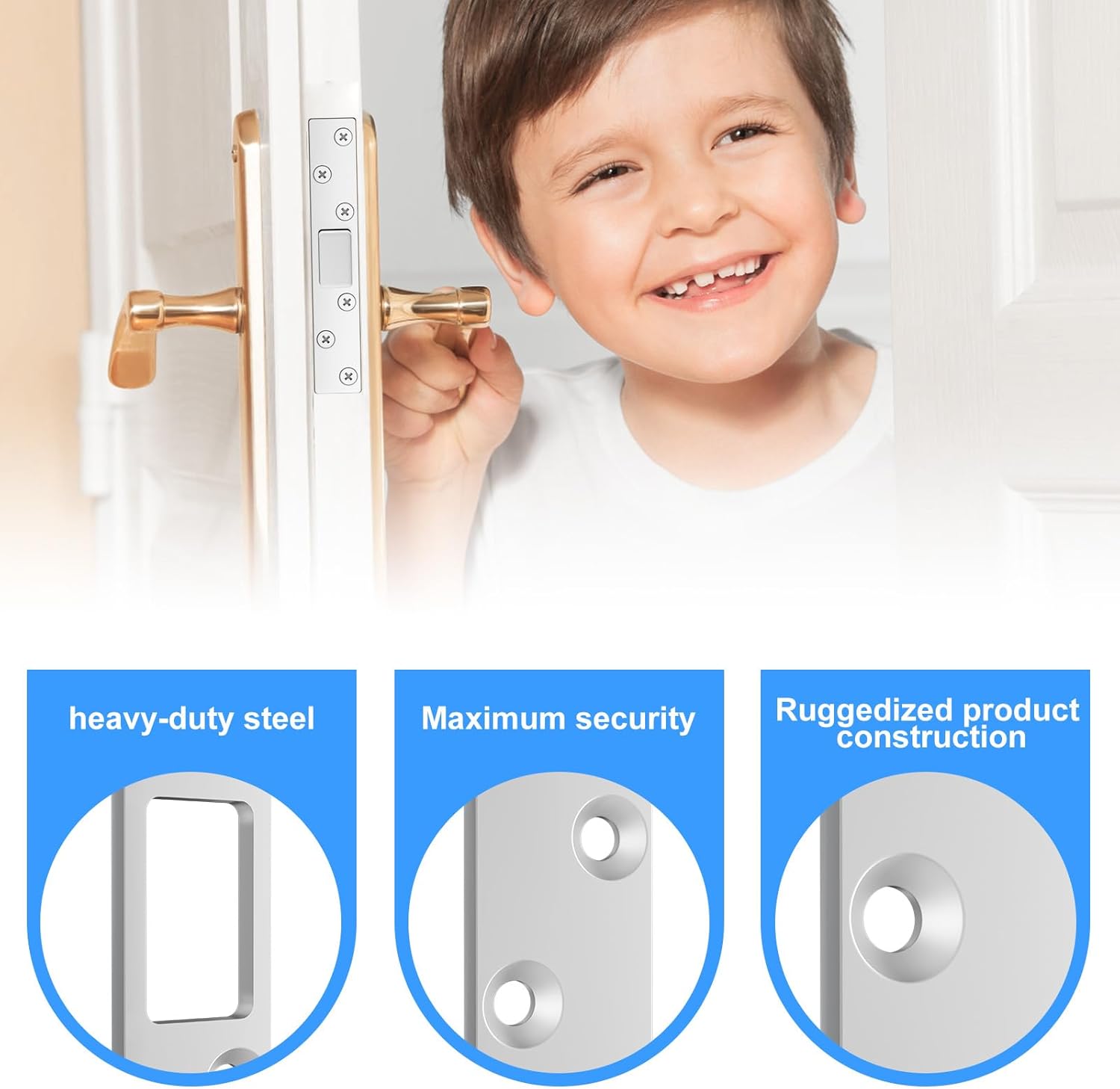 RO6G 72001 Brushed Satin Nickel Lock Short Strike Plate with 12 Screws, Door Knob/Deadbolt Cover Plate, Stainless Steel Security Latch Strike - 2 Set