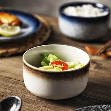 Ceramic Bowl Set, 12 Oz Serving Bowls for Rice, Noodle, Soup, Cereal, Porridge, Japanese Bowl, Set of 4 (4.5 inch)