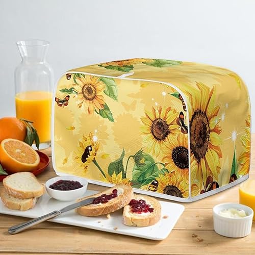 Miniatura 4 de Cubierta para tostadora de 4 rebanadas y 2 rebanadas, cubierta antipolvo para tostadora, lavable e impermeable, patrón de girasoles, M