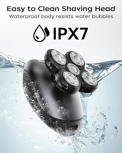 Miniatura 6 de Maquinilla de afeitar eléctrica para hombres, afeitadora eléctrica multifunción 5 en 1 para hombres, afeitadora de cabeza calva impermeable IPX7 con