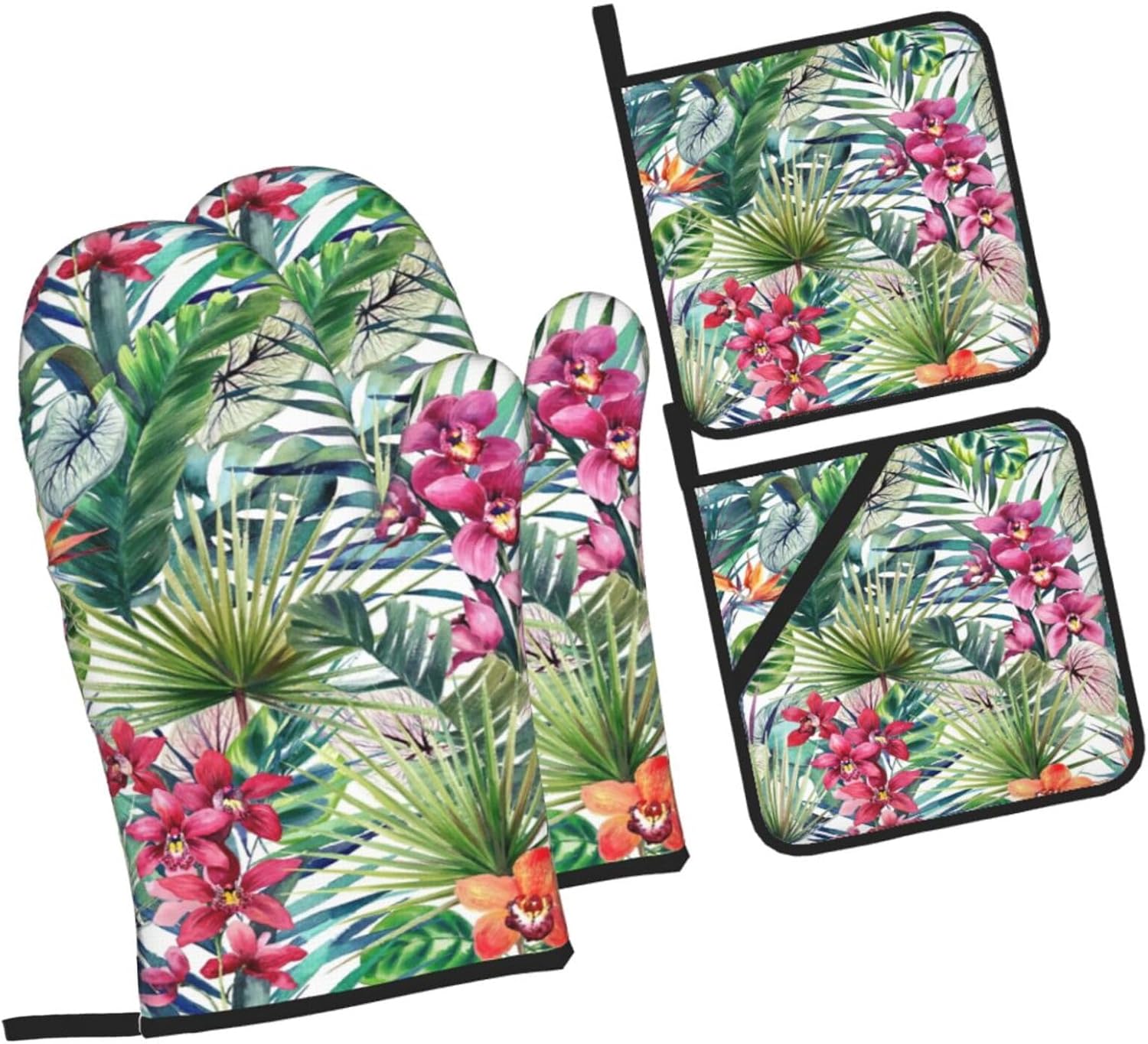 Tropical plants Kitchen baking four piece set, fit for cooking and baking, oven, microwave, and outdoor barbecue