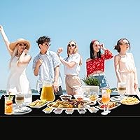 Vista 4 de WNINK Paquete de 6 manteles desechables negros de 54 x 108 pulgadas, para barbacoa, cumpleaños, picnic, despedida de soltera, compromiso, boda