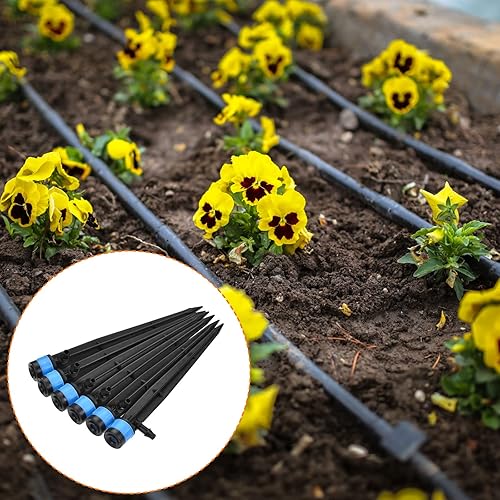 Miniatura 2 de Paquete de 30 emisores de goteo, rociadores de riego de 360 grados para césped de jardín, con estacas para sistema de riego (5.57 pulgadas azul)