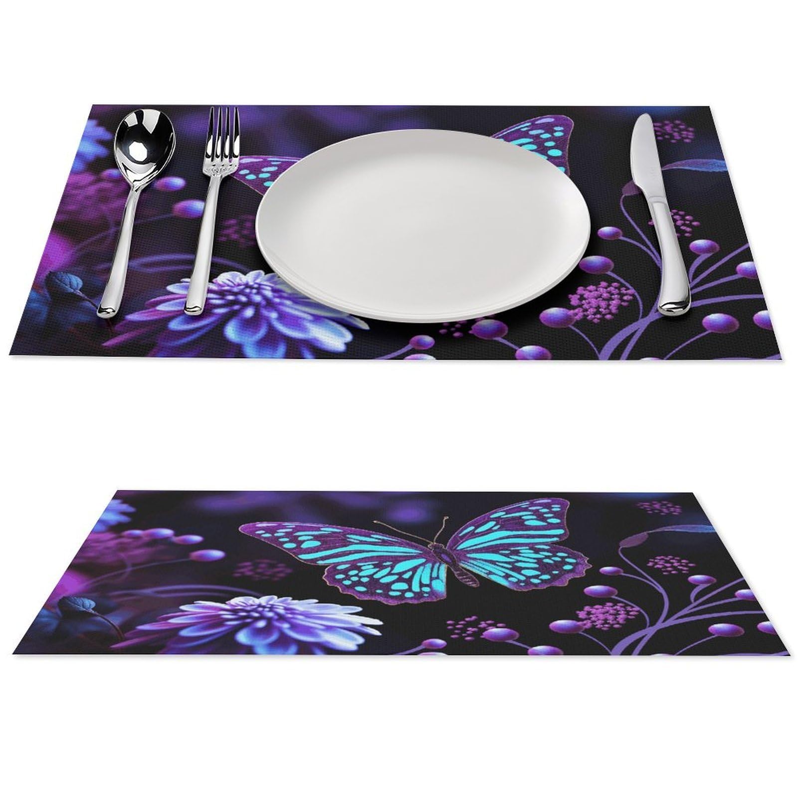 Sets de table résistants chaleur PVC lavables cuisine extérieur motif papillon