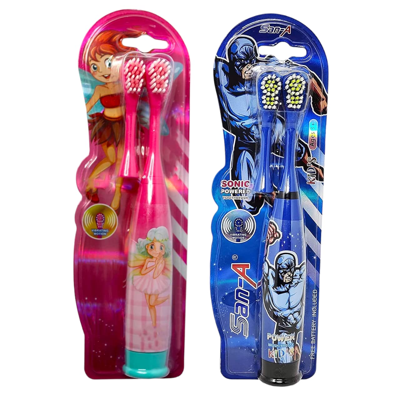 SARASI Kid Vibration Electric Toothbrush With Additional Head For Boys & Girls [Pack Of: 2] Electrical Vibrating Tooth Brush (Blue + Pink) (B0C4TDFDLH) Amazon Price History, Amazon Price Tracker