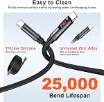 USB C to USB C Cable,3-Pack [4FT+4FT+6.6FT] 240W Type C Fast Charging Cord | Type C to Type C Phone Charger Cable with LED Display for iPhone 17 16 15 Pro Max Plus,MacBook Pro/Air,iPad Pro,Galaxy,Pixel