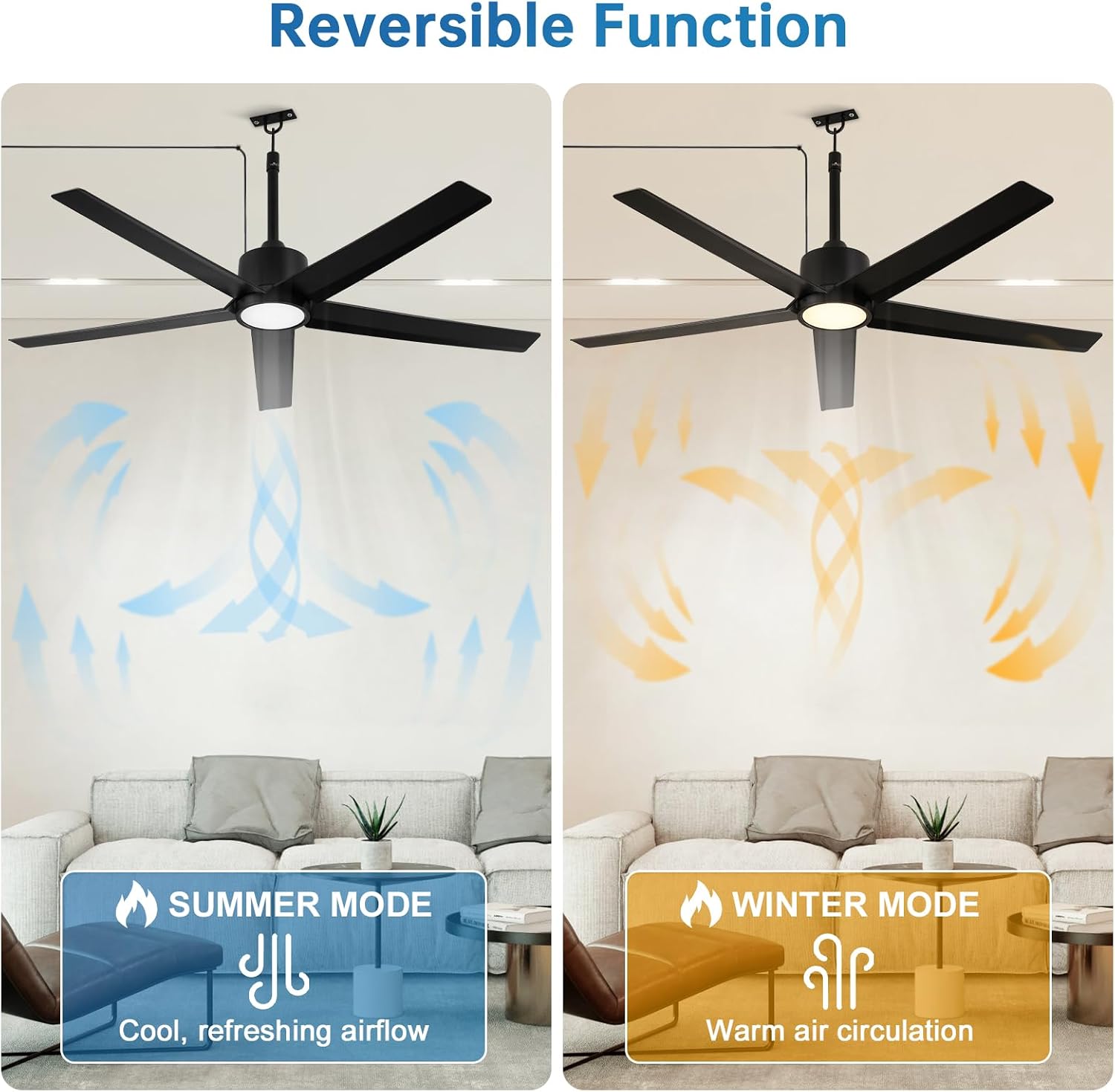 ocioc 52" Outdoor Ceiling Fans with Light,Plug in Ceiling Fan with Quiet DC Motor Dimmable with Remote for Porch Patios Pavilion Indoor/Outdoor Use(Black)