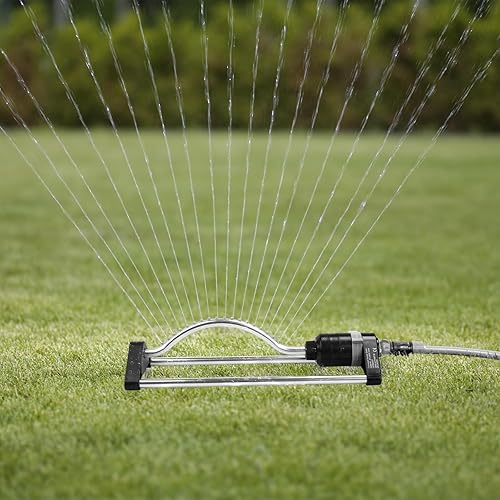 Miniatura 6 de Rociador de césped, rociador oscilante de metal con boquillas de latón de 18 agujeros, sistema de control de rango de pulverización cubre hasta