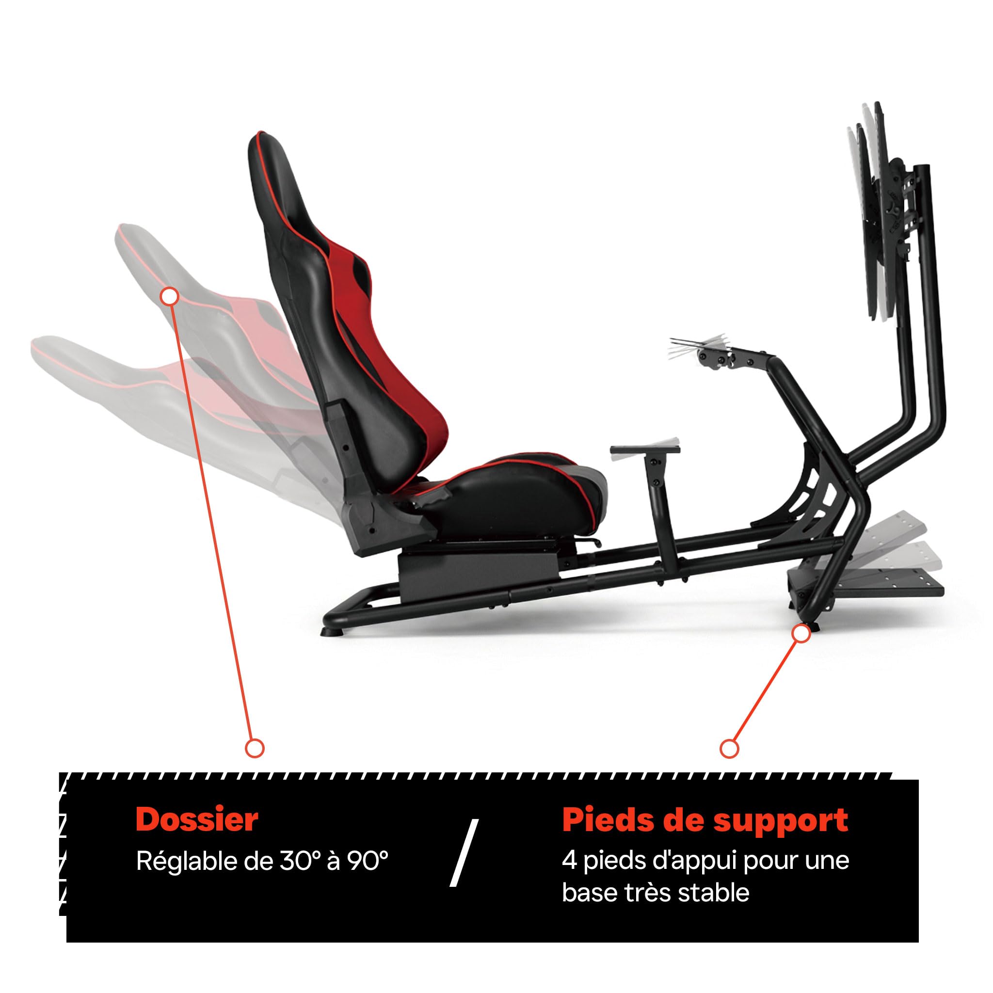 VDD Simulateur de cockpit de siège de course - entièrement réglable avec support d'écran