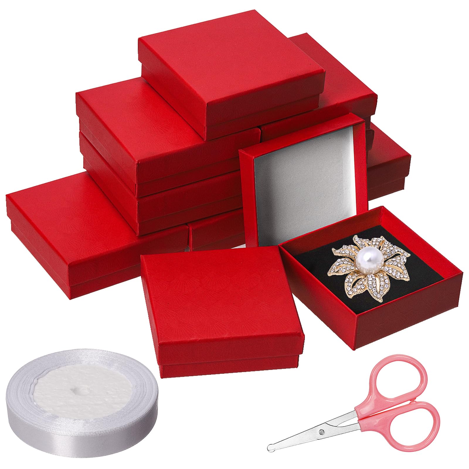 Glarks 12pcs Jewelry Gifts Boxes Kit, 3.5 x 3.5 x 1.1in Jewelry Boxes for Ring Earring Jewelry, Christmas, Birthday, Anniversaries, Valentine’s Day, Mother’s Day and Other Festivals