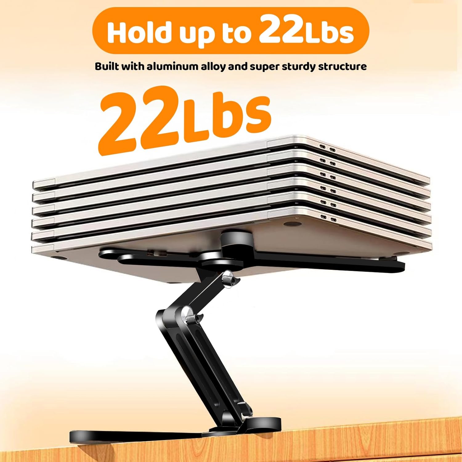 Laptop Stand with 360 Rotating Base, Computer Notebook Laptop Riser Metal Holder for Desk Collaborative Work, Fully Foldable for Easy Storage, Fits All MacBook, Laptops up to 16 inches, Black