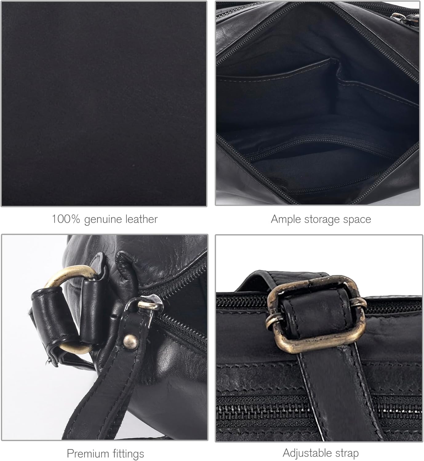 Oak Leathers Women's Crossbody Bag - Genuine Leather Crossover Shoulder Purse With Adjustable Sling Strap - Medium Size - Image 4