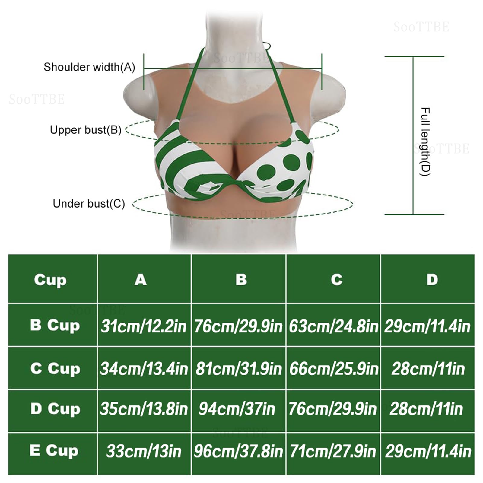 Pettorale in Silicone Pieno Coppa B-E Seno Realistico Girocollo Stile Morbido Potenziatore di Tette Finte per Cosplay Crossdresser