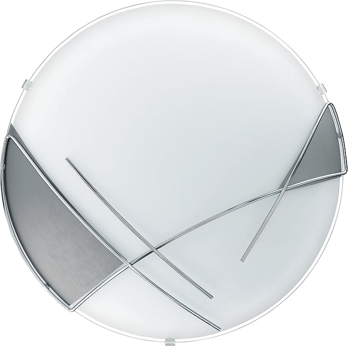 Eglo EGLO Plafondlamp Raya, 1-vlammige plafondlamp modern, woonkamerlamp van metaal en gesatineerd glas, slaapkamerlamp in wit, chroom-, zilverkleurig, hallamp met E27-fitting