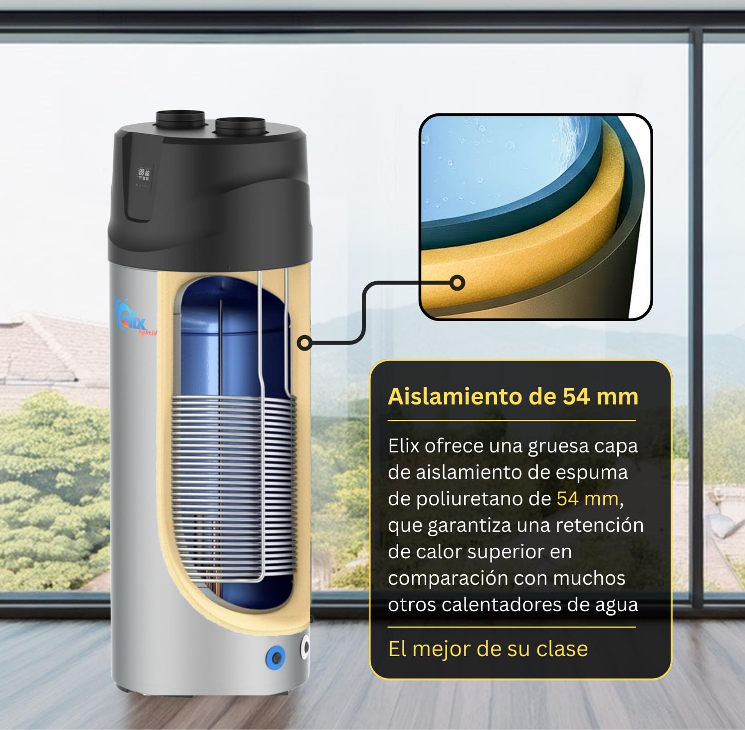 Termo eléctrico Calentador de agua Bomba de calor Nuevo R290 Elix 200l Boiler